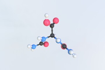 Molecule of allantoic acid, isolated molecular model. 3D rendering