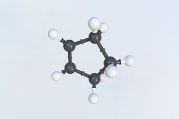 Cyclopentene molecule made with balls, isolated molecular model. 3D rendering