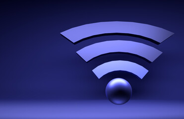 3d render of wi fi symbol