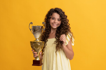 trophy and prestige. kid got prize. inspiration and motivation. child champion is winner.
