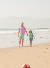 weekend family day. dad and child having fun outdoors. childhood and parenting.