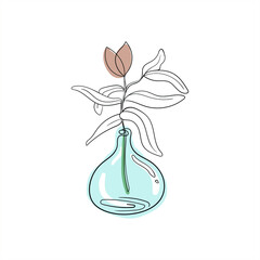 Vector illustration with beautiful branches of a plant. Glassware and branches with leaves. Fashionable compositions for printing on clothes and interior decoration.