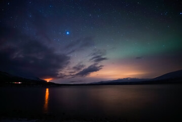 Fototapeta na wymiar aurora borealis northern lights sweden lapland landscape