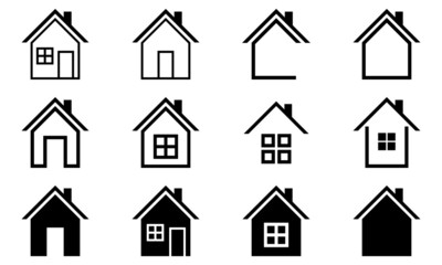 House vector icons Set logo symbols on white