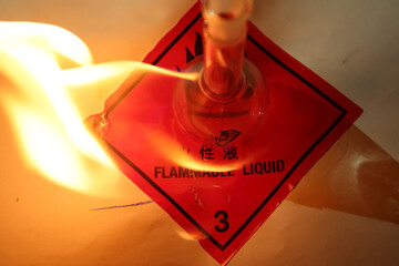 Flame is burning Flammable liquid symbol - obrazy, fototapety, plakaty