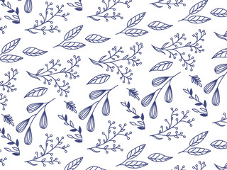 elegant and beauty outline seamless floral flower and branch pattern
