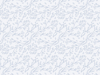 elegant and beauty outline seamless floral flower and branch pattern