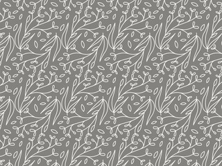 elegant and beauty outline seamless floral flower and branch pattern