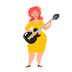 Vector illustration of european musician on bassguitar isolated on white