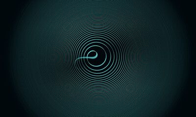 3d concept of sound, music or audio representation in turquoise colored rings, loop, spiral or waves on dark background. Digital artistic illustration. Great as cover, print, backdrop or element. - 466029116