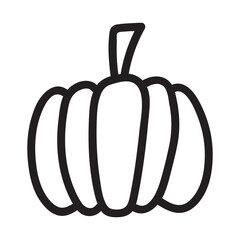 Pumpkin black and white icon. Doodle Pumpkin sketch. Vector illustration of vegetable outline.
