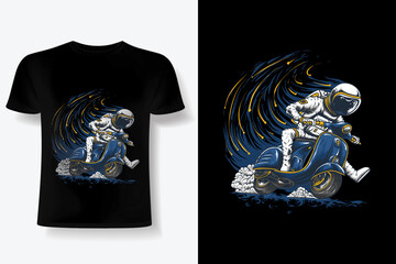 Astronauta Montando scooter Mao Desenhado © DESIGNER_WR