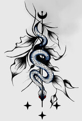 Serpiente tattoo, entrelazado, en negro