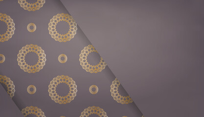 Brown banner with mandala gold ornament for design under your logo