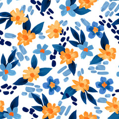 Seamless floral pattern. Design for wallpaper, fabric, wrapping paper, cover and more.
