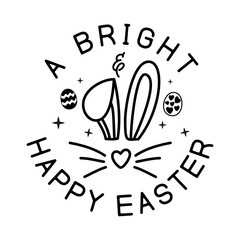 Vector Happy Easter emblem with bunny and decorated eggs