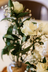 wedding decor with natural flowers