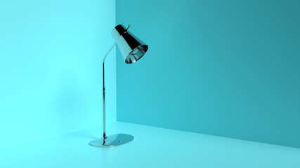 Realistic 3D Metal table lamp in a room