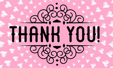 Thank You Card. Hand Written Lettering for Title, Heading, Photo Overlay, Wedding Invitation, Thank You Message