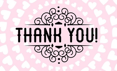 Thank You Card. Hand Written Lettering for Title, Heading, Photo Overlay, Wedding Invitation, Thank You Message