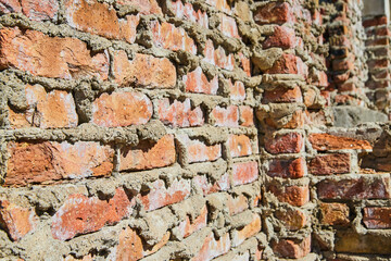 Detail of wall of red brick