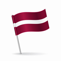 Latvian flag map pointer layout. Vector illustration.