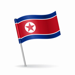 North Korean flag map pointer layout. Vector illustration.