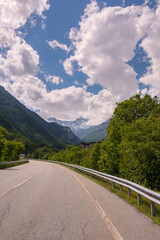 Fototapeta premium mountain roads between Ceresole Reale and the Nivolet hill around serrù lake, Agnel lake, Nivolet lake in Piedmont in Italy