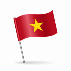 Vietnamese flag map pointer layout. Vector illustration.