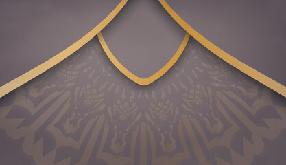 Brown banner template with greek gold ornament for design under the text