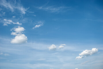 Blue sky background with tiny clouds.