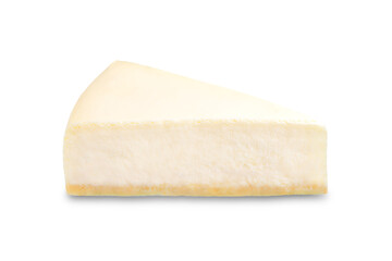 Classic cheesecake slice on a white isolated background