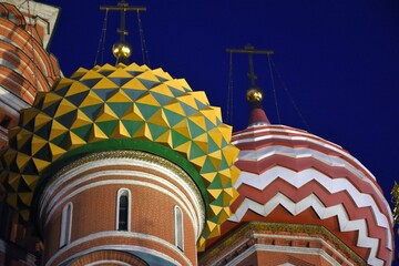 Saint basil cathedral on the Red Square in Moscow at night