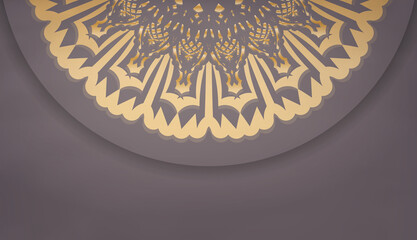 Brown banner template with mandala gold ornament and place for text
