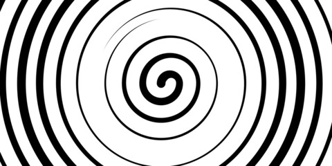 Fototapeta premium Swirl hypnotic black and white spiral. Monochrome abstract background. Vector flat geometric illustration.Template design for banner, website, template, leaflet, brochure, poster