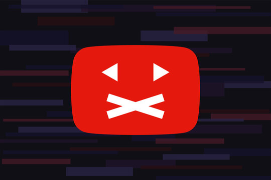 Tallinn, Estonia - October 29, 2021: Broken YouTube Logo. No Access Problem, Data Leak, Outage Or Censorship. Video Removed For Rules Violation