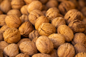 fresh raw walnuts at the market