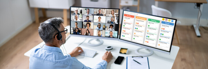 Online Remote Video Conference Webinar Scrum Meeting