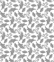 Floral silver ornament. Seamless abstract classic background with flowers. Pattern with repeating floral elements. Ornament for fabric, wallpaper and packaging