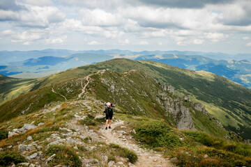 Fototapeta na wymiar Summer hikes in the mountains. Beautiful mountains landscape, Carpathians, Ukraine