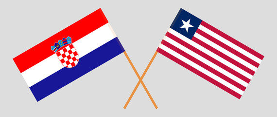 Crossed flags of Croatia and Liberia. Official colors. Correct proportion