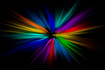 Wallpaper background of an abstract colorful multicolored explosion. Purple blue teal yellow red