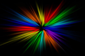 Wallpaper background of an abstract colorful multicolored explosion. Red blue yellow green orange