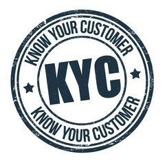 KYC ( Know your customer ) grunge rubber stamp on white background, vector illustration