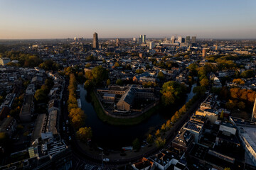 Cityscape skyline of medieval city Utrecht in The Netherlands with De Lik former prison Wolvenburg...