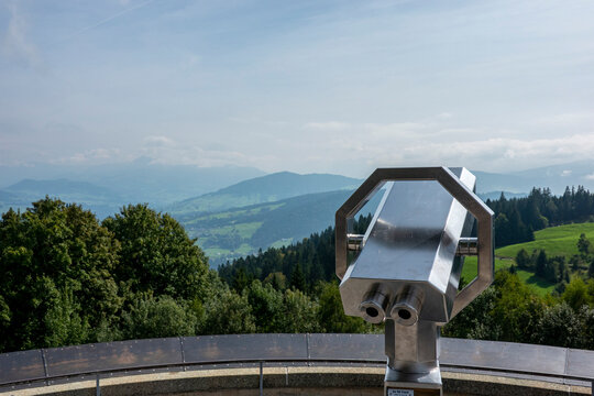 View of the foothills of the Alps from the Pfaender, Bregenz, Austria