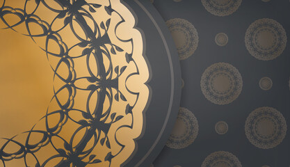 Black color banner template with luxury gold pattern for under logo design