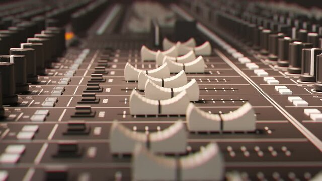 Audio console in a music recording studio. Professional sound mixer. Production.