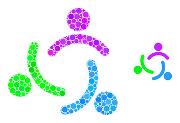 Men community vector collage of circle dots in various sizes and color tints. Circle dots are composed into men community vector collage. Abstract vector illustration.