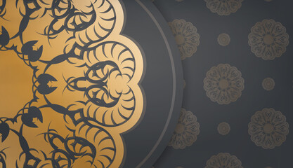 Black banner template with vintage gold pattern and text space